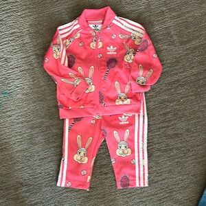 Adidas x Mini Rodini.  tennis tracksuit, 9month, pink with rabbits